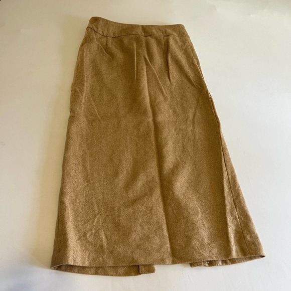 Vintage Savannah Light Brown Tan Wool A-line Skirt 12 - Picture 7 of 11